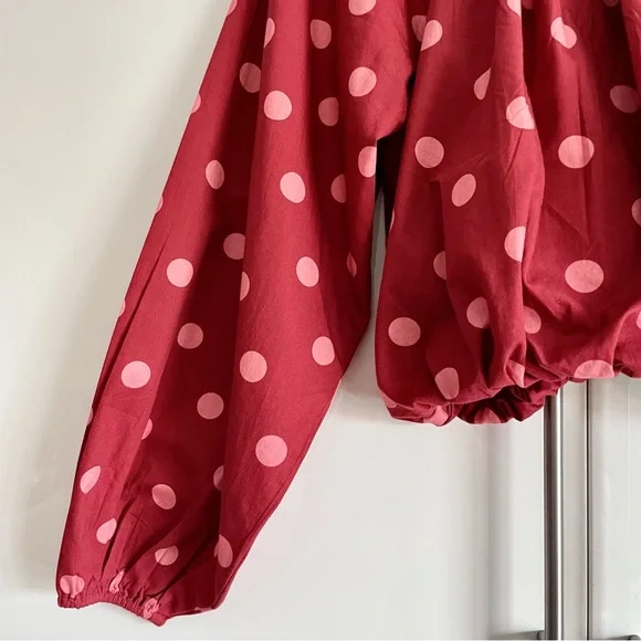 Anthropologie Maeve Poplin Bubble Up Blouse In Red Polka Dot Size XS NWT - Picture 12 of 12